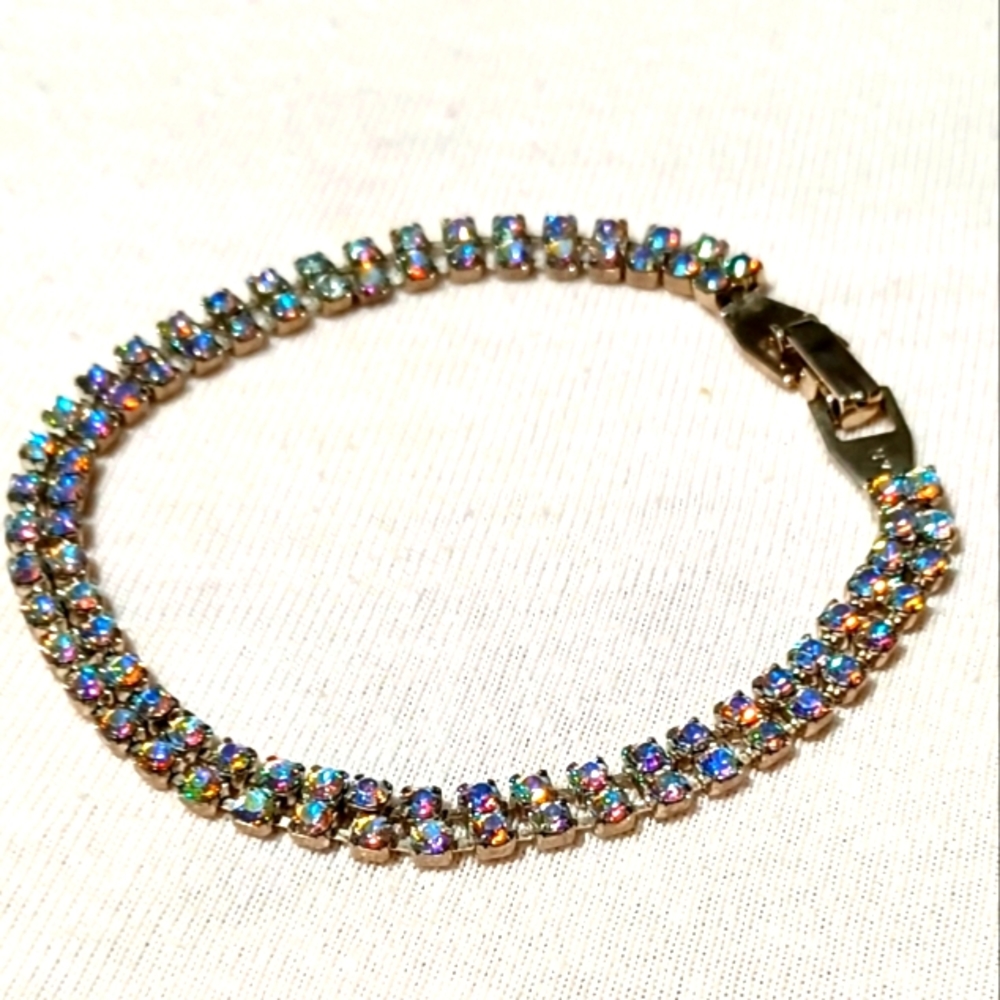 RHINESTONE SILVER SIGNED NY BRACELET